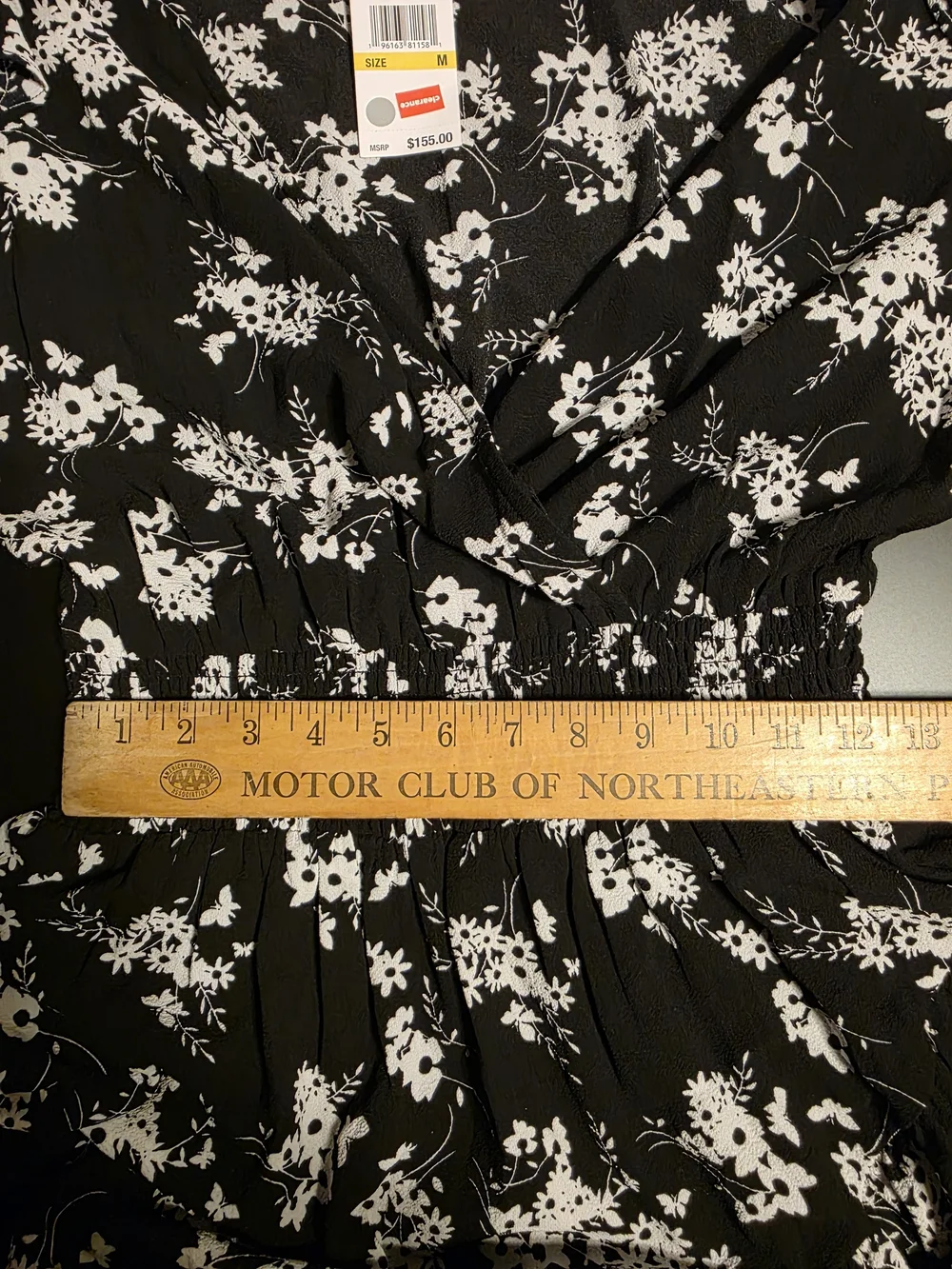 Michael Kohrs Black Floral Smocked Waist Women's Dress